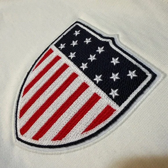 Nike Men's White Crewneck Sweater with USA Emblem